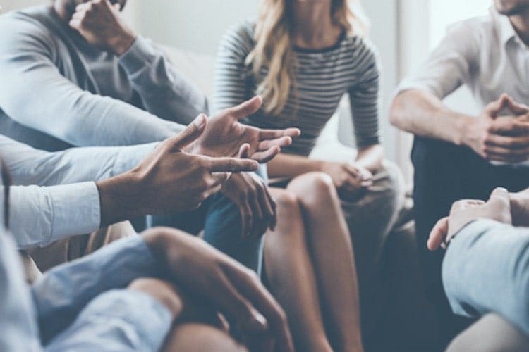 Group of people having a discussion